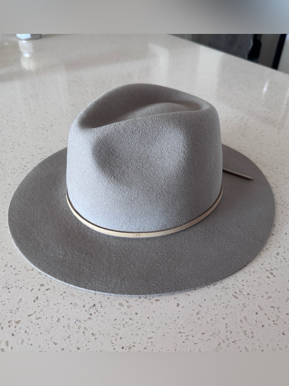Brixton Tan Felt Fedora with Thin Trim